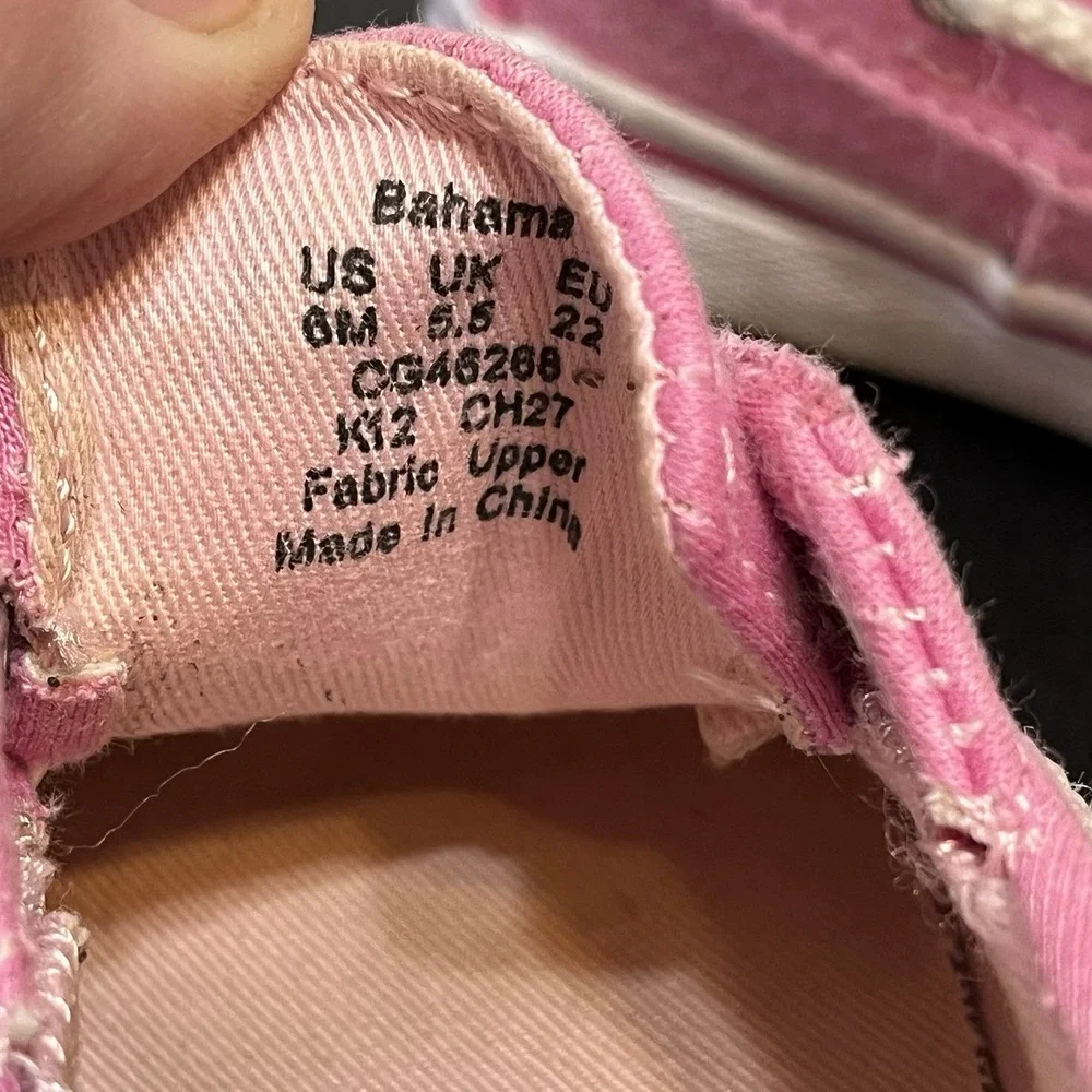 Sperry Topsider Size 6M Girls Boat Shoes Bahama Pink Sequin Toddler Slip On Tie